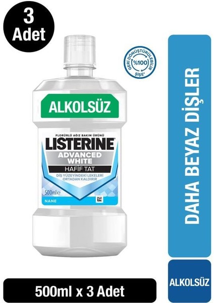 Advance White Hafif Tat Alkolsüz Ağız Bakım Suyu 500 ml x 3