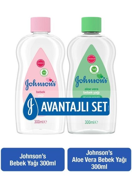 Johnson's Bebek Yağı 300 ml + Aloe Vera Yağ 300 ml