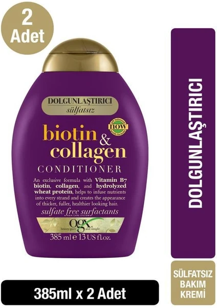 OGX Dolgunlaştırıcı Biotin &  Sülfatsız Saç Bakım Kremi 385 ml x2