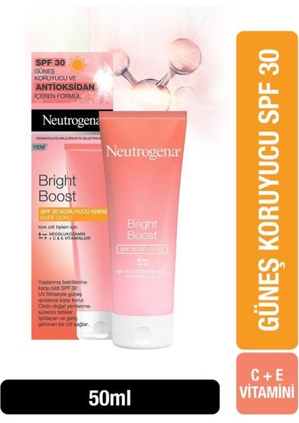 Neutrogena Bright Boost Spf 30 yüz güneş kremi içeren koruyucu Krem 50ml