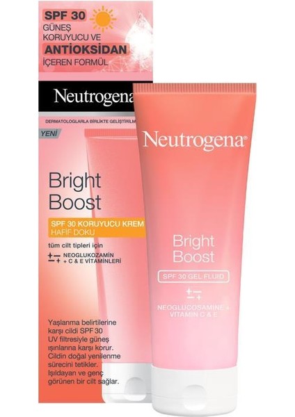 Neutrogena Bright Boost Spf 30 yüz güneş kremi içeren koruyucu Krem 50ml