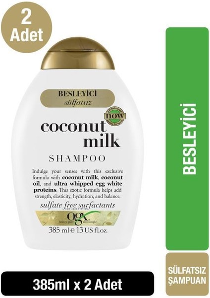 Coconut Milk Sülfatsız Şampuan 385 ml x2