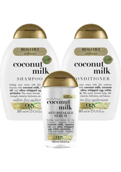 Besleyici Coconut Milk Sülfatsız Şampuan ve Sülfatsız Bakım Kremi 385ml+Serum 100ml fiyatları