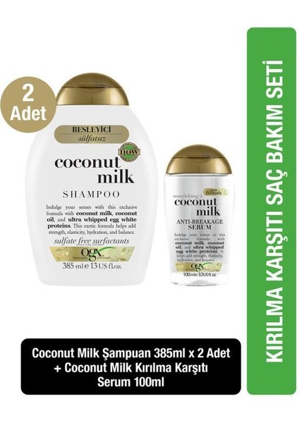 Besleyici Coconut Milk Sülfatsız Şampuan 385 ml x 2 Adet + Serum 100 ml