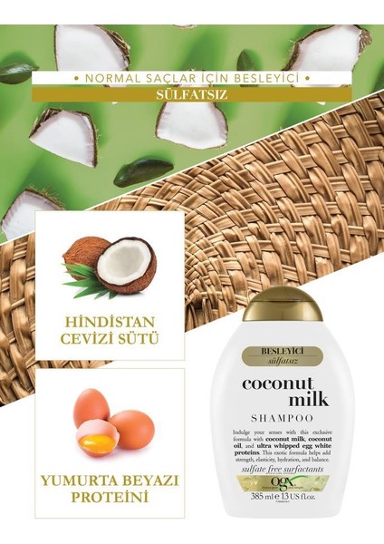 Besleyici Coconut Milk Sülfatsız Şampuan 385 ml x 2 Adet + Serum 100 ml