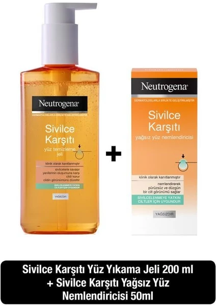 Sivilce Karşiti Temizleme Jeli 150 ml+ Yağsiz Nemlendirici 50 ml