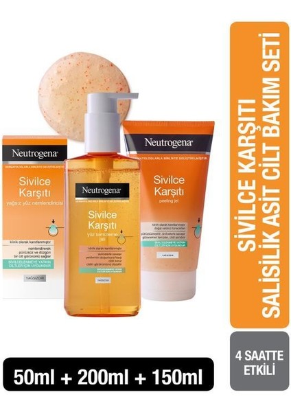 Yüz Temizleme Jeli 200 Ml + Neutrogena Yüz Nemlendiricisi + Neutrogena Peeling Jel Hediyeli