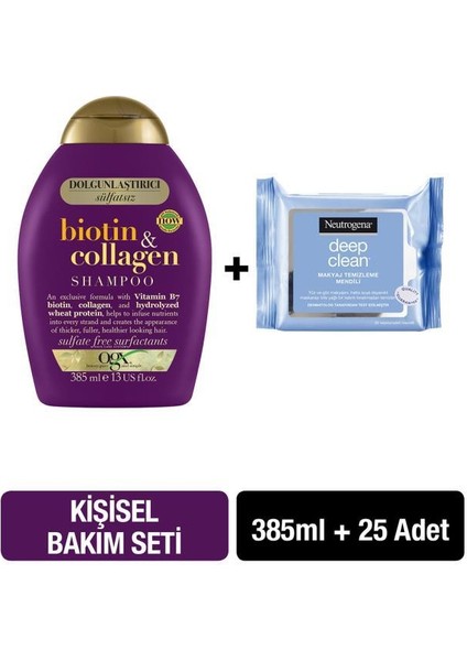 Dolgunlaştırıcı Biotin & Collagen Şampuan 385 ml + Neutrogena Deep Clean Mendil