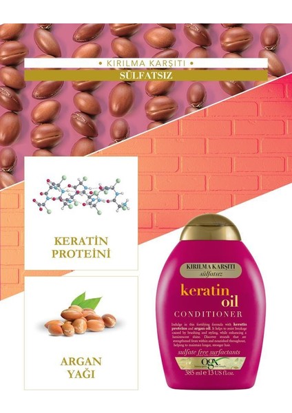 Kırılma Karşıtı Keratin Oil Sülfatsız Saç Bakım Kremi 385 Ml x2