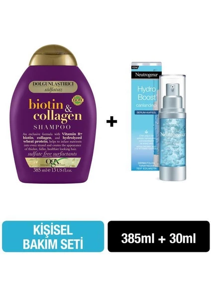 Dolgunlaştırıcı Sülfatsiz Şampuan Biotin Kolajen 0.385 lt + Neutrogena Hydro Boost Canlandırıcı Serum Kapsül 30 Ml Hediyeli