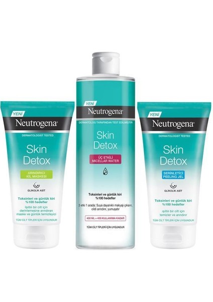 Skin Detox Arındırıcı Kil Maskesi 150 ml +Peeling Jel 150 ml+Micellar Water 400 ml