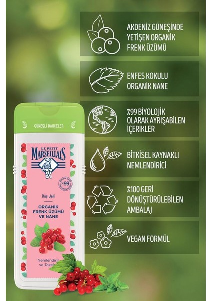 Organik Frenk Üzümü ve Nane Duş Jeli 400 ml