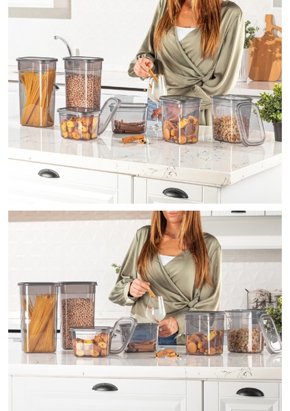 Etiketli 9'lu Set Peggy Şeffaf Kapaklı Uzun Dikdörtgen Saklama Kabı 3x(1,3 Litre, 2 Litre, 3,2 Litre)