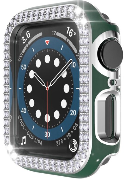 Apple Watch 5 6 40MM Uyumlu Çift Sıra Parlak Taşlı Rubber Kasa Kapak