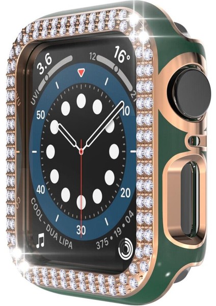 Apple Watch 5 6 40MM Uyumlu Çift Sıra Parlak Taşlı Rubber Kasa Kapak