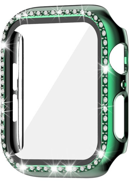 Apple Watch 7 41MM Uyumlu Tek Sıra Parlak Taşlı Rubber Kasa Kapak
