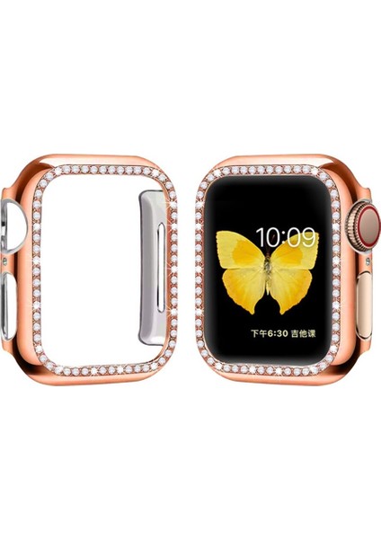 Apple Watch 5 6 44MM Uyumlu Tek Sıra Parlak Taşlı Rubber Kasa Kapak fiyatları