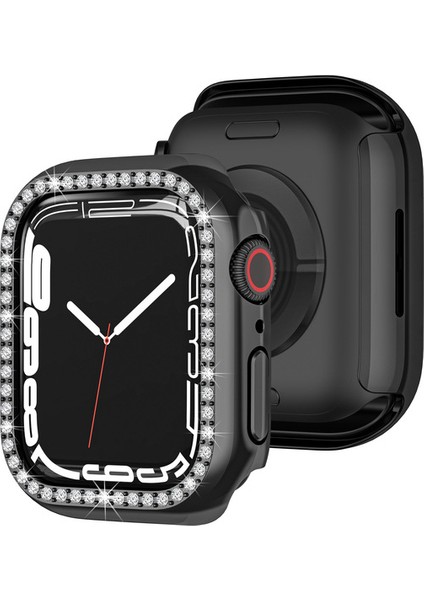 Apple Watch 5 6 40MM Uyumlu Tek Sıra Parlak Taşlı Rubber Kasa Kapak