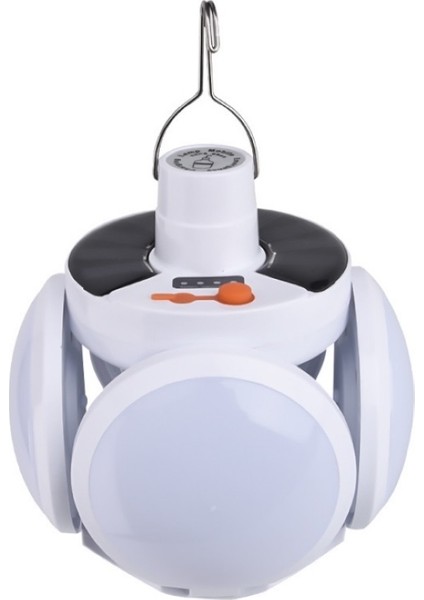 Solar LED Kamp Lambası – Işıldak – Usb’den / Gün Işığında Şarj- 5 Kanatlı – 90°
