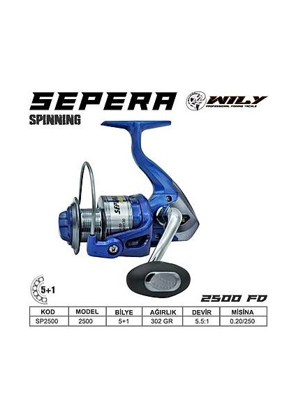 Sepera Model 2500 Fd Balıkçı Spin Olta Makinası 5+1 Bb