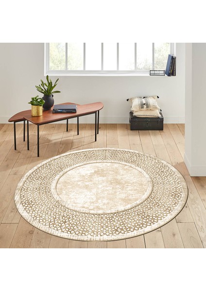 Dijital Baskı Yıkanabilir Kaymaz Taban Yuvarlak Salon Halısı RVG7288-SD753