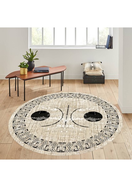 Dijital Baskı Yıkanabilir Kaymaz Taban Yuvarlak Salon Halısı RVG7294-SD1068