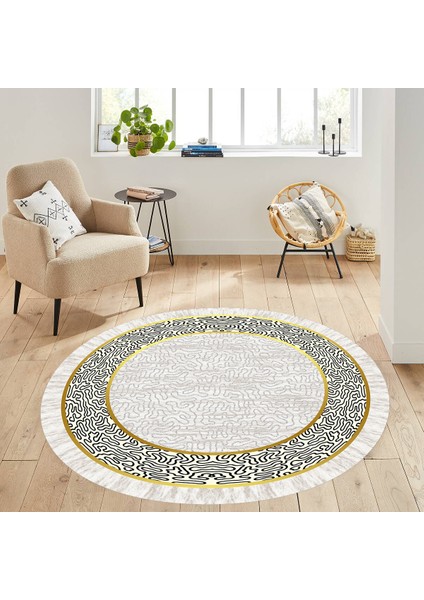 Dijital Baskı Yıkanabilir Kaymaz Taban Yuvarlak Salon Halısı RVG7300-SD1071