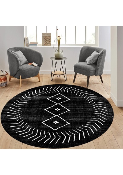 Dijital Baskı Yıkanabilir Kaymaz Taban Yuvarlak Salon Halısı RVG7305-HT572