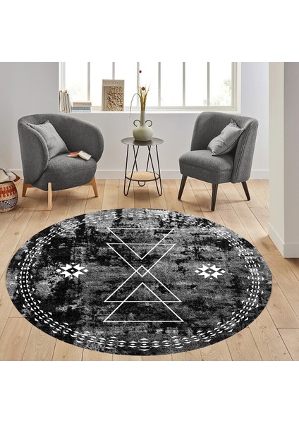 Dijital Baskı Yıkanabilir Kaymaz Taban Yuvarlak Salon Halısı RVG7309-SD1034