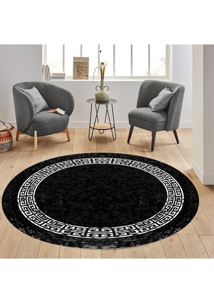 Dijital Baskı Yıkanabilir Kaymaz Taban Yuvarlak Salon Halısı RVG7311-SD1079