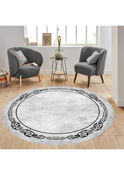 Dijital Baskı Yıkanabilir Kaymaz Taban Yuvarlak Salon Halısı RVG7328-HY1188