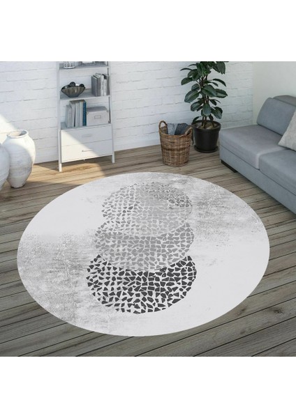 Dijital Baskı Yıkanabilir Kaymaz Taban Yuvarlak Salon Halısı RVG7314-SD392