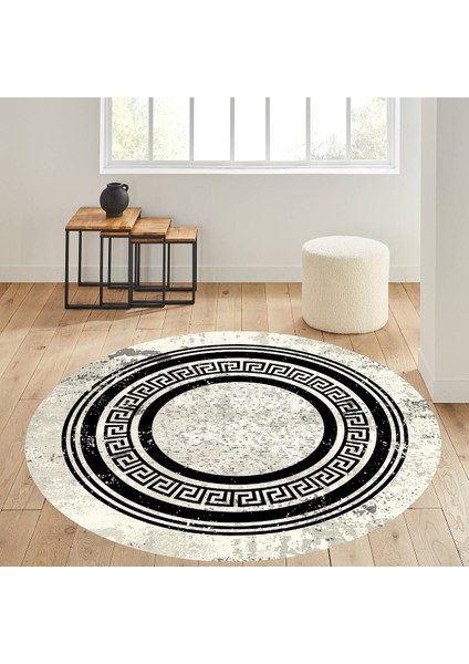 Dijital Baskı Yıkanabilir Kaymaz Taban Yuvarlak Salon Halısı RVG7338-SD1044