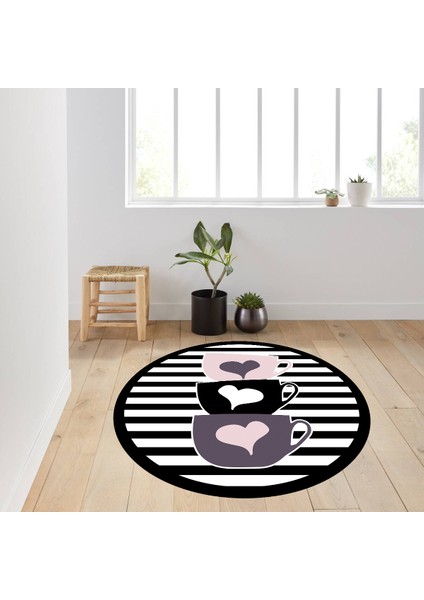 Dijital Baskı Yıkanabilir Kaymaz Taban Yuvarlak Salon Halısı RVG7339-SD717