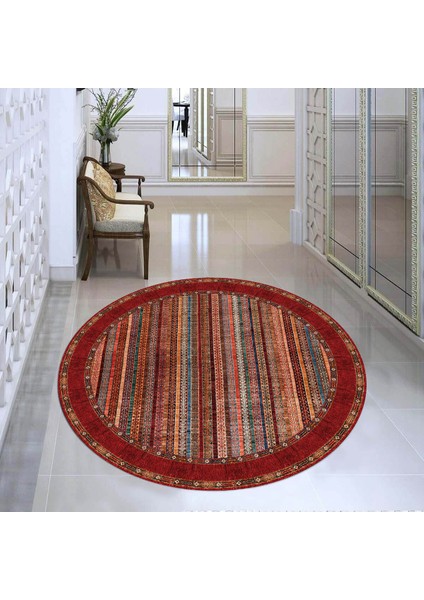 Dijital Baskı Yıkanabilir Kaymaz Taban Yuvarlak Salon Halısı RVG7344-HT647
