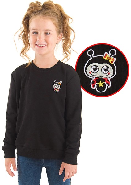 Uğurböceği Kız Çocuk Siyah Sweatshirt