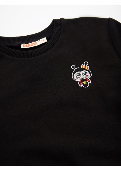 Uğurböceği Kız Çocuk Siyah Sweatshirt