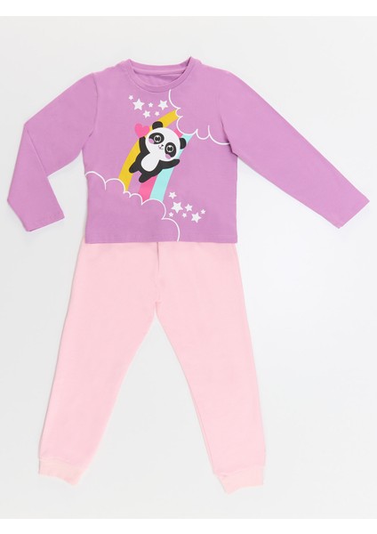Gökkuşağı Panda Kız Çocuk T-Shirt Pantolon Takım modelleri