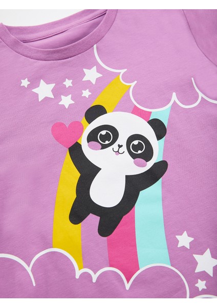 Gökkuşağı Panda Kız Çocuk T-Shirt Pantolon Takım indirimleri