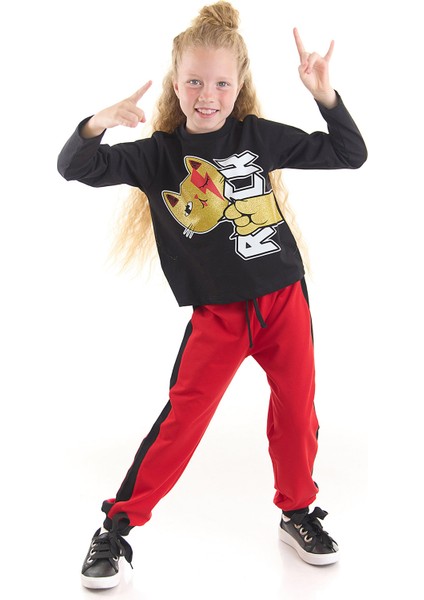 Rock Kedi Kız Çocuk Pantolon T-shirt Takım