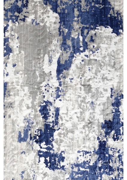 Delüxe Lacivert Gri Saçaksız Deri Taban Yeni Kabartmalı Model Salon Halısı modelleri