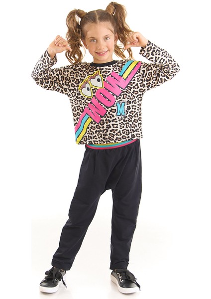 Wow Leopar Kız Çocuk T-Shirt Pantolon Takım