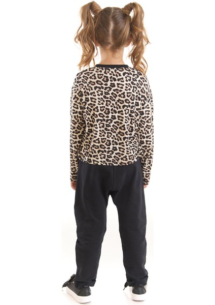 Wow Leopar Kız Çocuk T-Shirt Pantolon Takım