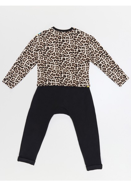 Wow Leopar Kız Çocuk T-Shirt Pantolon Takım