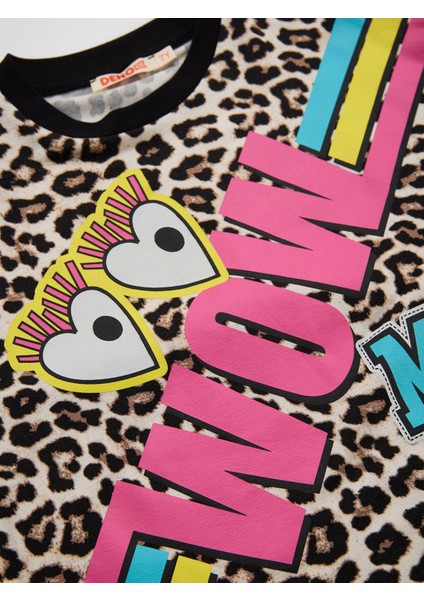 Wow Leopar Kız Çocuk T-Shirt Pantolon Takım