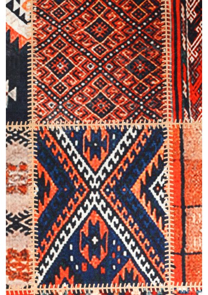 K1300 Patchwork Saçaklı Dijital Halı Kaymaz Yıkanabilir Oda Mutfak Koridor Salon Halısı modelleri