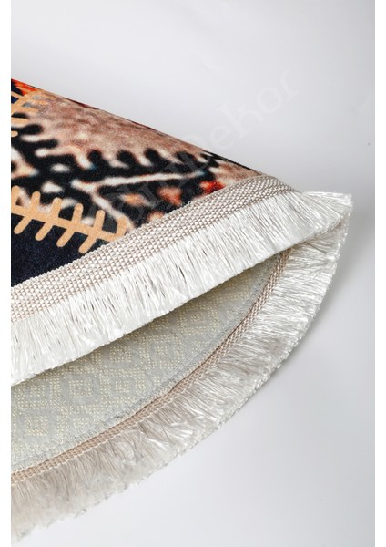 K1300 Patchwork Saçaklı Dijital Oval Halı Kaymaz Yıkanabilir Oda Mutfak Antre Salon Halısı