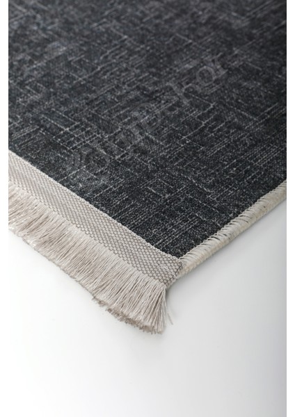 K1290 Antrasit Saçaklı Dijital Halı Kaymaz Yıkanabilir Oda Mutfak Koridor Salon Halısı fırsatları