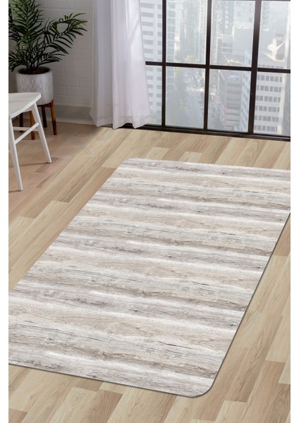 KY7055 Vizon Saçaksız Dijital Halı Kaymaz Yıkanabilir Oda Mutfak Koridor Salon Halısı