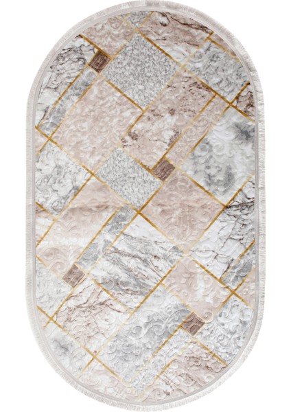 Delüxe Vizon Gri Saçaklı Deri Taban Oval Halı Yeni Kabartmalı Model Salon Halısı fiyatları